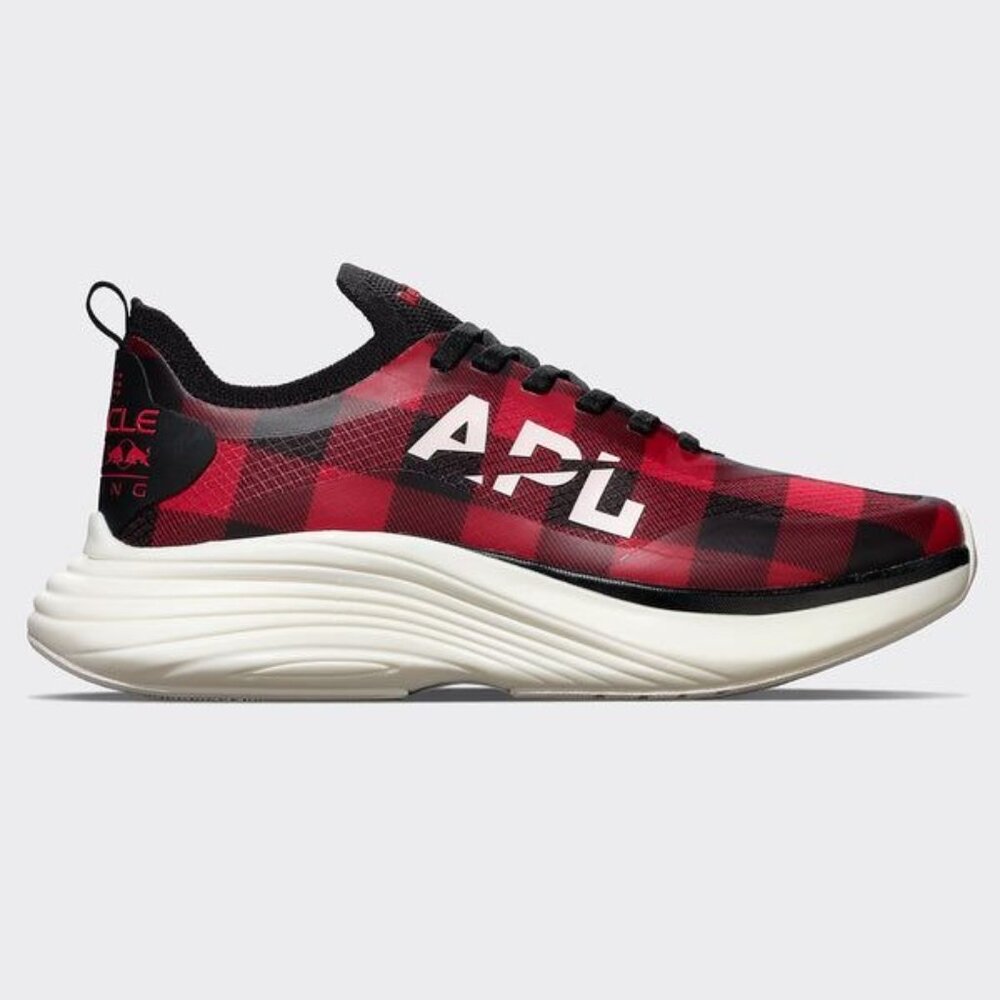 APL Podium Flannel Propulsion Labs Athletic Sneaker Shoes Red Black - Picture 1 of 11